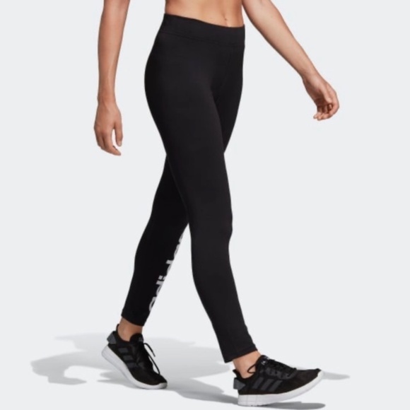 New Adidas Women's High Rise Logo Leggings Tights Size XS - Picture 4 of 14